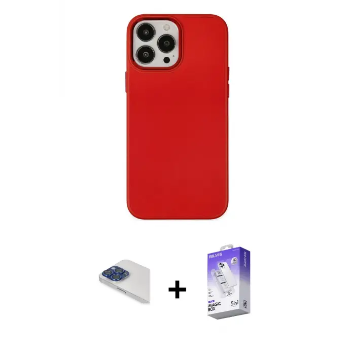 ieg™ iPhone 13 Pro Max Kılıf Çekirdek Çizgi - Siyah Bilvis 5in1 3D Magic Cam Ekran Koruyucu + Pers Alüminyum Kamera Lens - LT