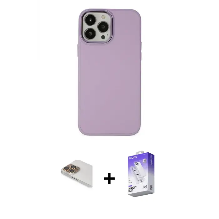 ieg™ iPhone 13 Pro Max Kılıf Çekirdek Çizgi - Siyah Bilvis 5in1 3D Magic Cam Ekran Koruyucu + Pers Alüminyum Kamera Lens - GD
