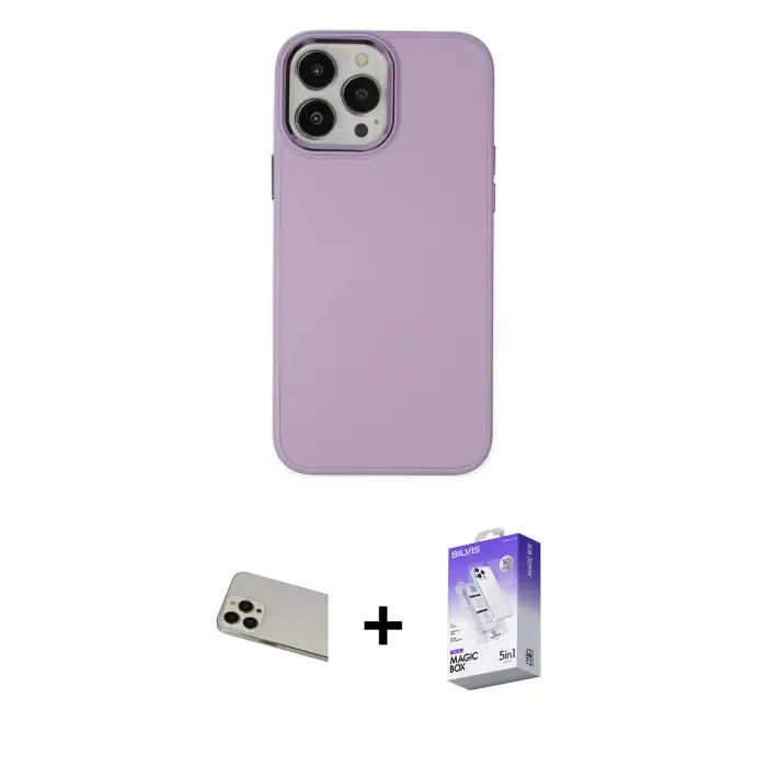 ieg™ iPhone 13 Pro Max Kılıf Çekirdek Çizgi - Siyah Bilvis 5in1 3D Magic Cam Ekran Koruyucu + Rainbow Kamera Lens Koruma Cam - REGD