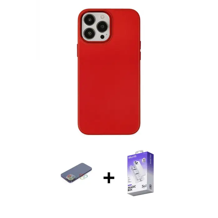 ieg™ iPhone 13 Pro Max Kılıf Çekirdek Çizgi - Siyah Bilvis 5in1 3D Magic Cam Ekran Koruyucu + Renkli Kamera Lens Koruma Cam - MI