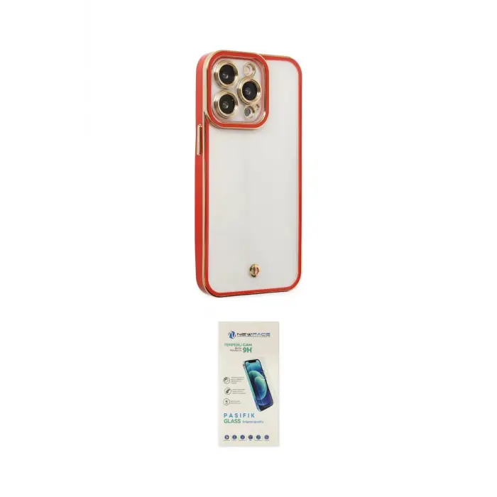 ieg™ iPhone 13 Pro Max Kılıf Çekirdek Klasik Serisi - Şeffaf Pasifik Cam Ekran Koruyucu