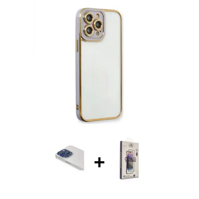 ieg™ iPhone 13 Pro Max Kılıf Çekirdek Klasik Serisi - Siyah Bilvis 3D Cam Ekran Koruyucu + Pers Alüminyum Kamera Lens - LT