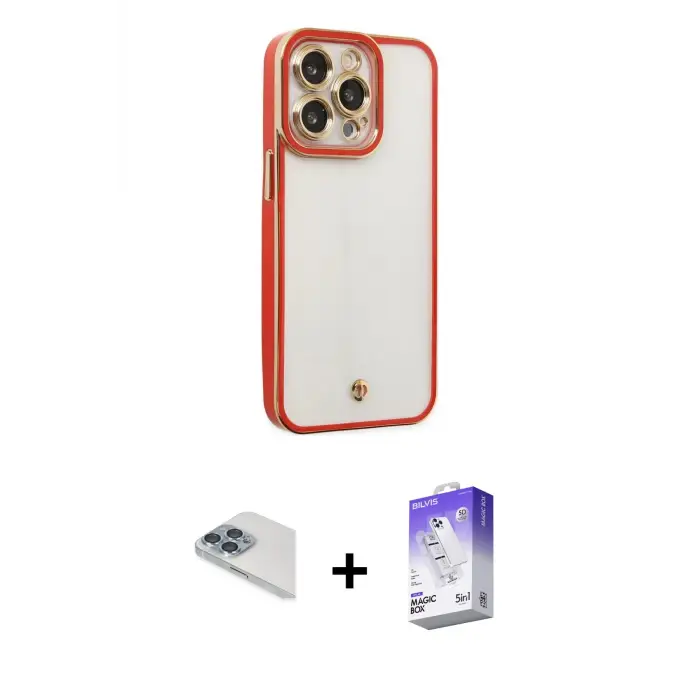 ieg™ iPhone 13 Pro Max Kılıf Çekirdek Klasik Serisi - Siyah Bilvis 5in1 3D Magic Cam Ekran Koruyucu + Pers Alüminyum Kamera Lens - SABE