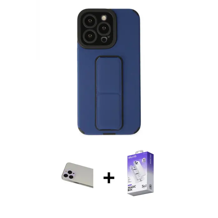 ieg™ iPhone 13 Pro Max Kılıf Çekirdek Yansıma - Siyah Bilvis 5in1 3D Magic Cam Ekran Koruyucu + Rainbow Kamera Lens Koruma Cam - MR