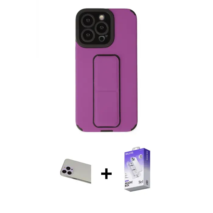 ieg™ iPhone 13 Pro Max Kılıf Çekirdek Yansıma - Siyah Bilvis 5in1 3D Magic Cam Ekran Koruyucu + Rainbow Kamera Lens Koruma Cam - MR