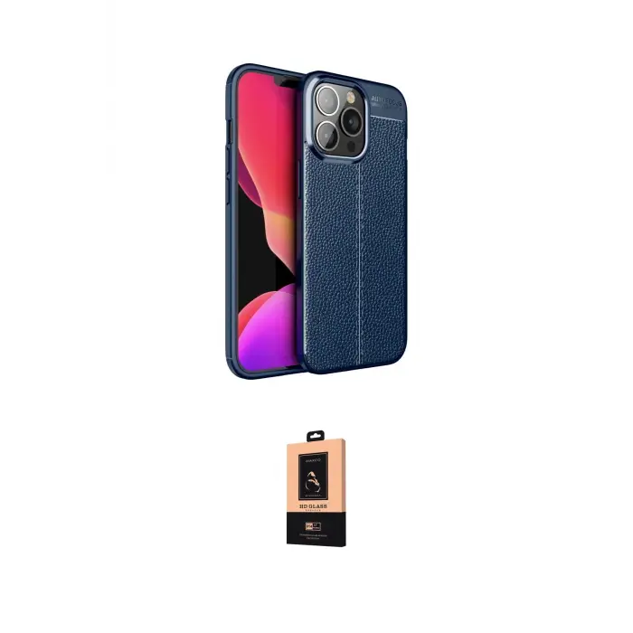ieg™ iPhone 13 Pro Max Kılıf Doruk Klasik Özel Seri - Şeffaf Maxco Cam Ekran Koruyucu