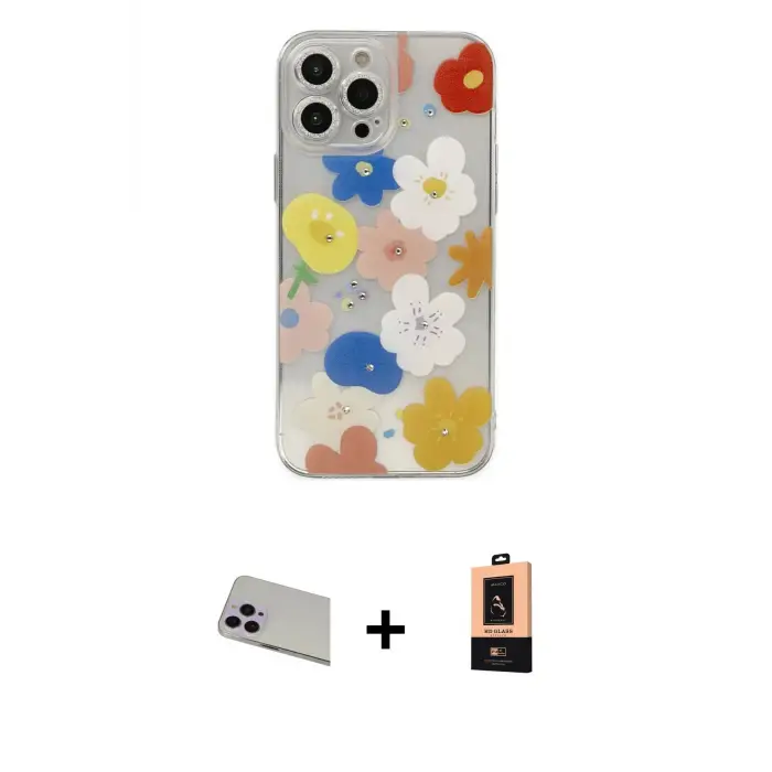 ieg™ iPhone 13 Pro Max Kılıf Eksen Asil Prime - Şeffaf Maxco Cam Ekran Koruyucu + Rainbow Kamera Lens Koruma Cam - MR