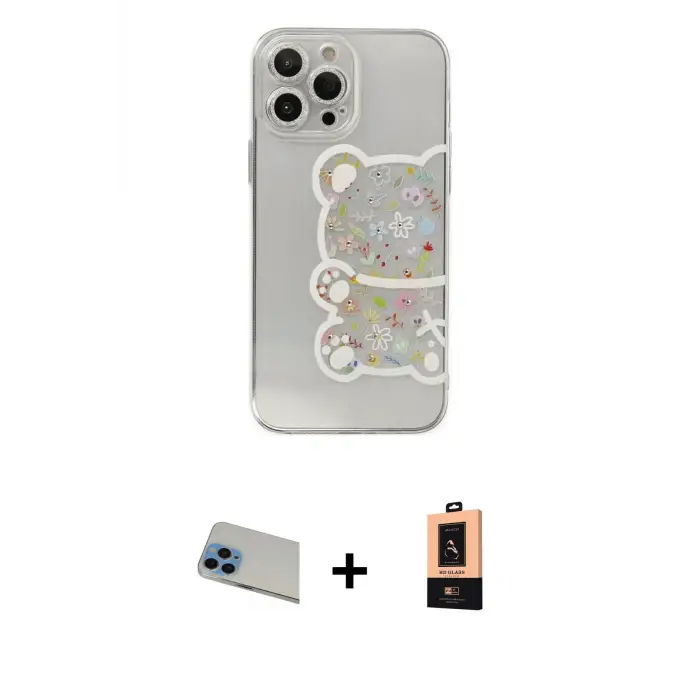 ieg™ iPhone 13 Pro Max Kılıf Eksen Asil Prime - Şeffaf Maxco Cam Ekran Koruyucu + Rainbow Kamera Lens Koruma Cam - MI