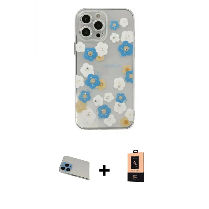 ieg™ iPhone 13 Pro Max Kılıf Eksen Asil Prime - Şeffaf Maxco Cam Ekran Koruyucu + Rainbow Kamera Lens Koruma Cam - MI