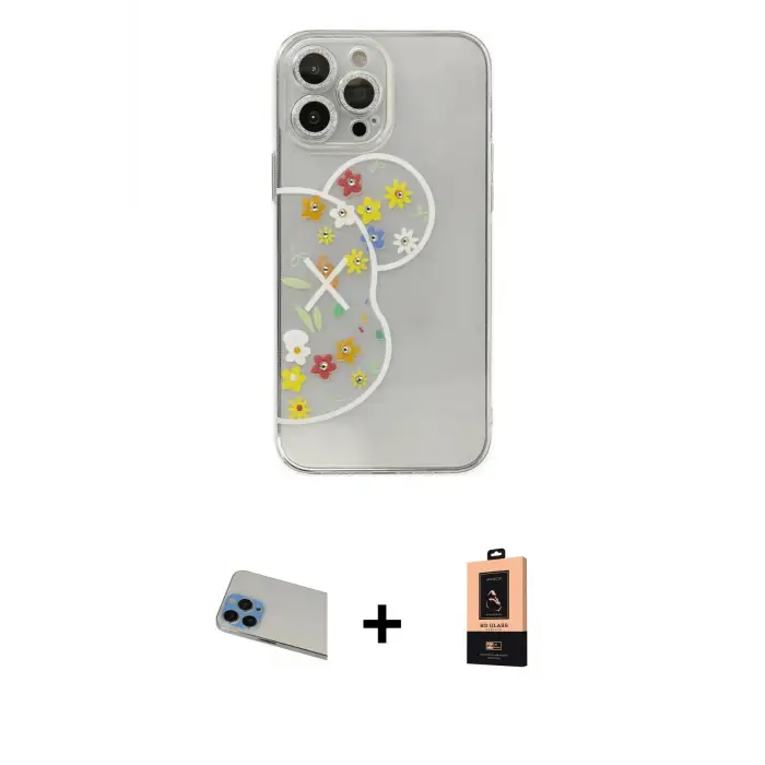 ieg™ iPhone 13 Pro Max Kılıf Eksen Asil Prime - Şeffaf Maxco Cam Ekran Koruyucu + Rainbow Kamera Lens Koruma Cam - MI