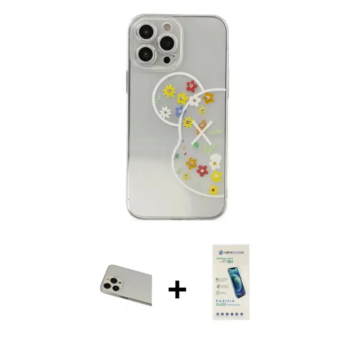 ieg™ iPhone 13 Pro Max Kılıf Eksen Asil Prime - Şeffaf Pasifik Cam Ekran Koruyucu + Rainbow Kamera Lens Koruma Cam - REGD