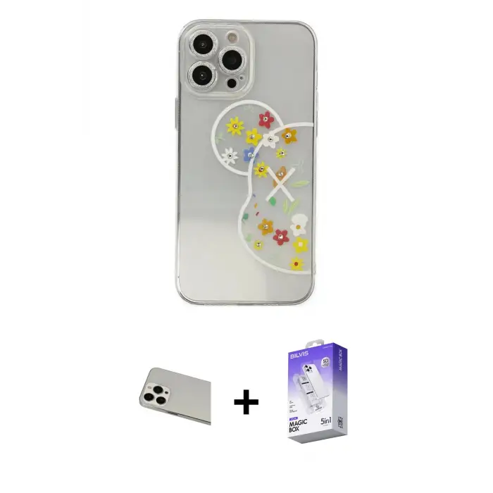 ieg™ iPhone 13 Pro Max Kılıf Eksen Asil Prime - Siyah Bilvis 5in1 3D Magic Cam Ekran Koruyucu + Rainbow Kamera Lens Koruma Cam - BZ