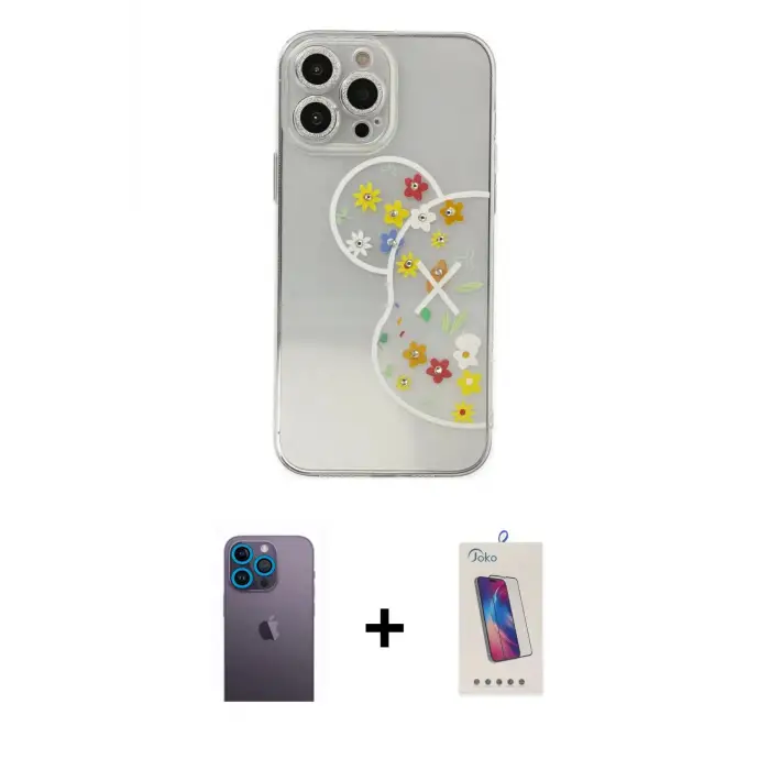 ieg™ iPhone 13 Pro Max Kılıf Eksen Asil Prime - Siyah Joko 5D Cam + Neon Fosforlu Kamera Lens - MI