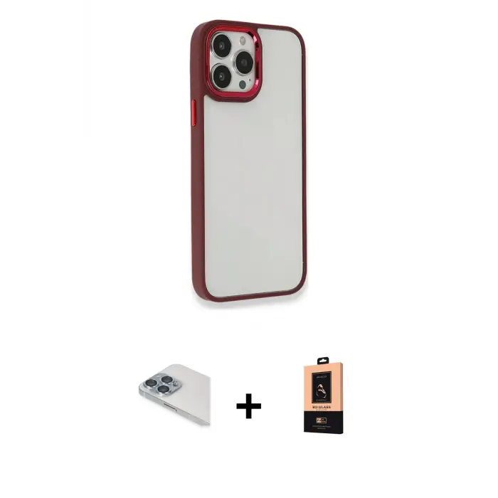 ieg™ iPhone 13 Pro Max Kılıf Eksen Doku Prime - Şeffaf Maxco Cam Ekran Koruyucu + Pers Alüminyum Kamera Lens - SABE