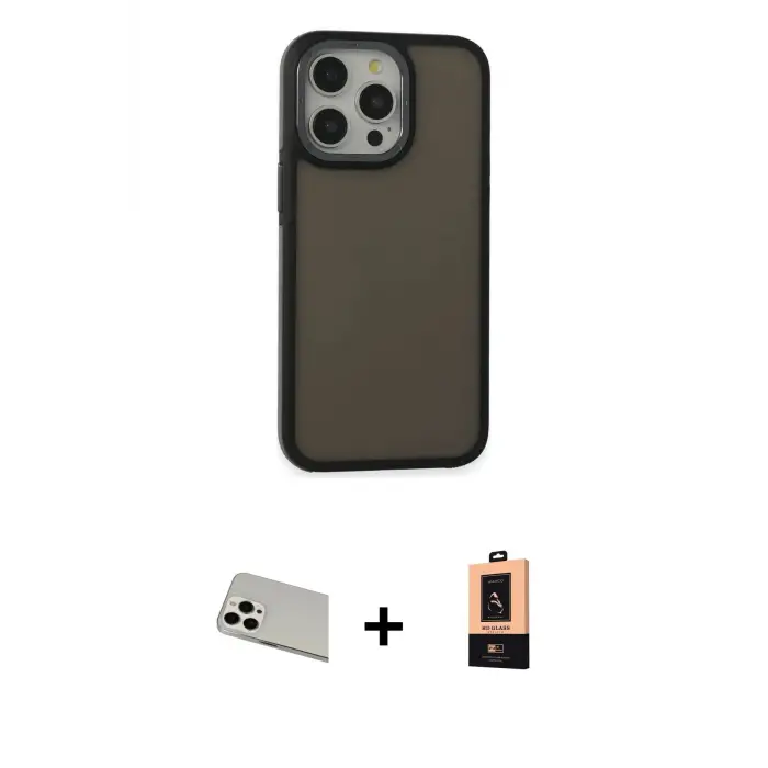 ieg™ iPhone 13 Pro Max Kılıf Eksen Işık - Şeffaf Maxco Cam Ekran Koruyucu + Rainbow Kamera Lens Koruma Cam - BZ