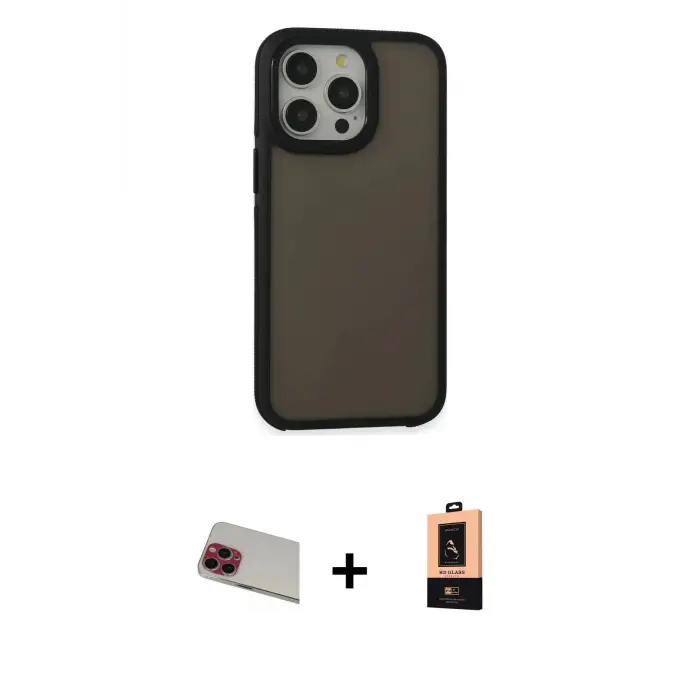 ieg™ iPhone 13 Pro Max Kılıf Eksen Işık - Şeffaf Maxco Cam Ekran Koruyucu + Rainbow Kamera Lens Koruma Cam - KI