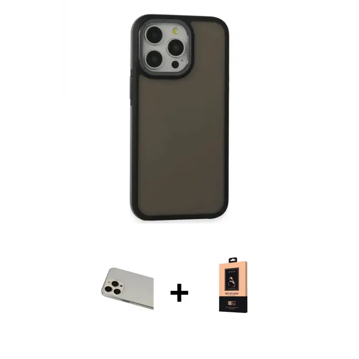 ieg™ iPhone 13 Pro Max Kılıf Eksen Işık - Şeffaf Maxco Cam Ekran Koruyucu + Rainbow Kamera Lens Koruma Cam - REGD