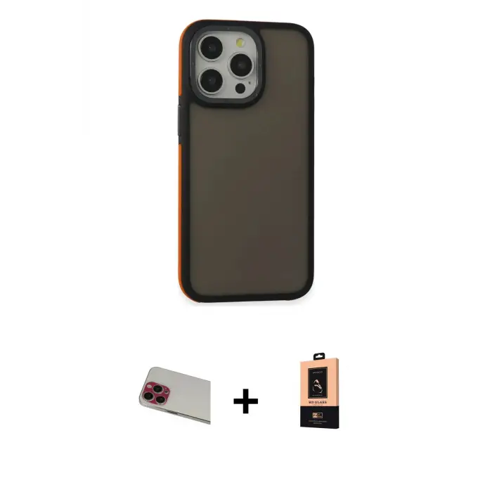ieg™ iPhone 13 Pro Max Kılıf Eksen Işık - Şeffaf Maxco Cam Ekran Koruyucu + Rainbow Kamera Lens Koruma Cam - KI