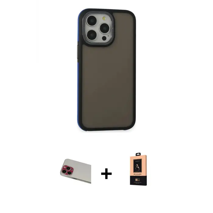ieg™ iPhone 13 Pro Max Kılıf Eksen Işık - Şeffaf Maxco Cam Ekran Koruyucu + Rainbow Kamera Lens Koruma Cam - KI
