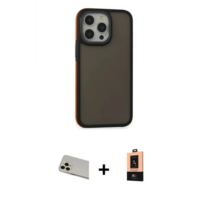 ieg™ iPhone 13 Pro Max Kılıf Eksen Işık - Şeffaf Maxco Cam Ekran Koruyucu + Rainbow Kamera Lens Koruma Cam - REGD