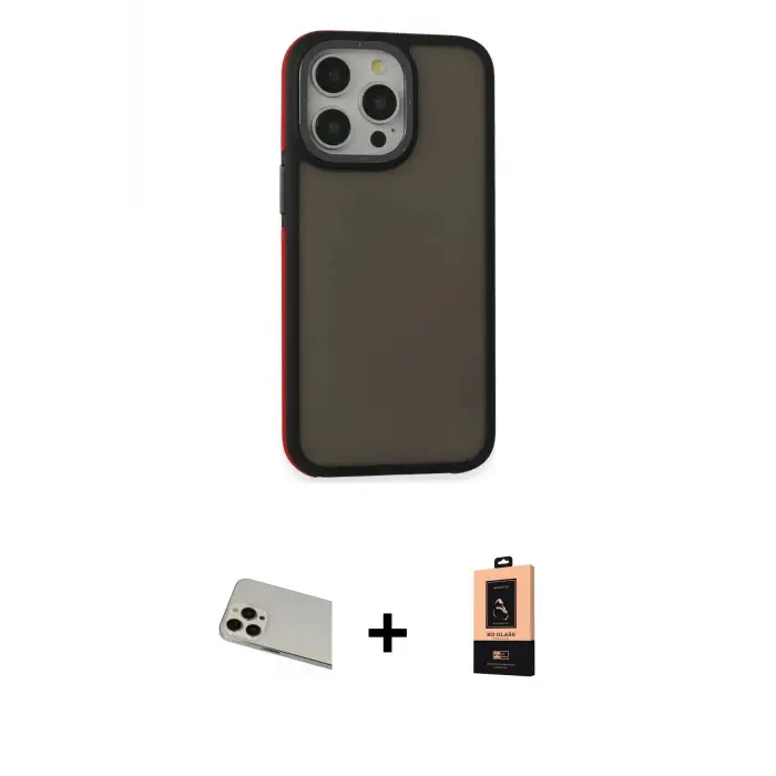 ieg™ iPhone 13 Pro Max Kılıf Eksen Işık - Şeffaf Maxco Cam Ekran Koruyucu + Rainbow Kamera Lens Koruma Cam - REGD