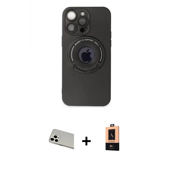 ieg™ iPhone 13 Pro Max Kılıf Eksen Klasik Prime - Şeffaf Maxco Cam Ekran Koruyucu + Rainbow Kamera Lens Koruma Cam - BZ