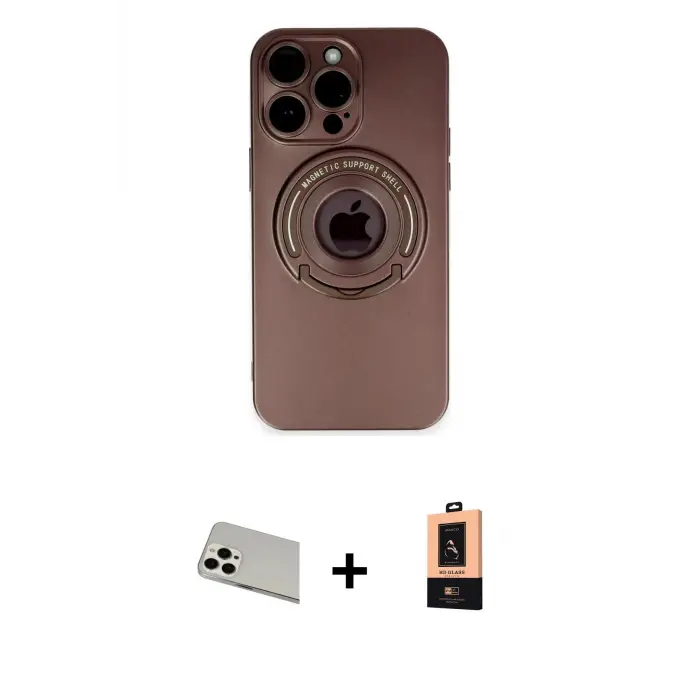 ieg™ iPhone 13 Pro Max Kılıf Eksen Klasik Prime - Şeffaf Maxco Cam Ekran Koruyucu + Rainbow Kamera Lens Koruma Cam - BZ