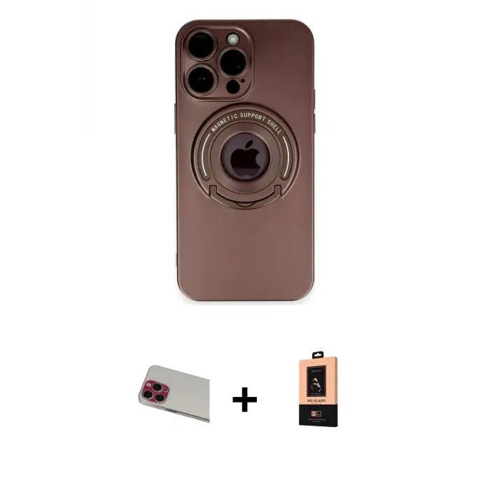 ieg™ iPhone 13 Pro Max Kılıf Eksen Klasik Prime - Şeffaf Maxco Cam Ekran Koruyucu + Rainbow Kamera Lens Koruma Cam - KI
