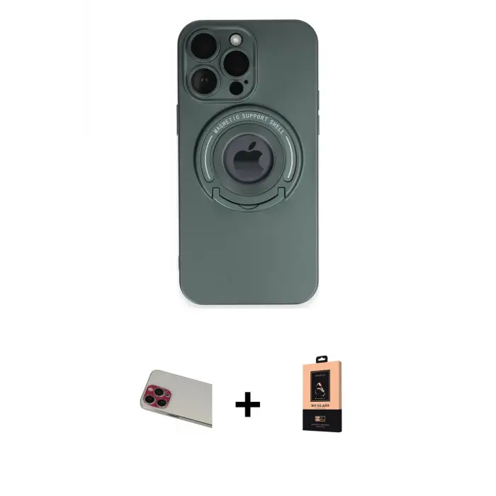 ieg™ iPhone 13 Pro Max Kılıf Eksen Klasik Prime - Şeffaf Maxco Cam Ekran Koruyucu + Rainbow Kamera Lens Koruma Cam - KI