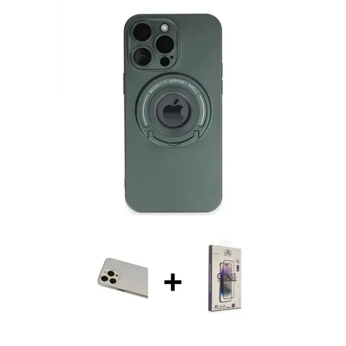 ieg™ iPhone 13 Pro Max Kılıf Eksen Klasik Prime - Siyah Bilvis 3D Cam Ekran Koruyucu + Rainbow Kamera Lens Koruma Cam - REGD