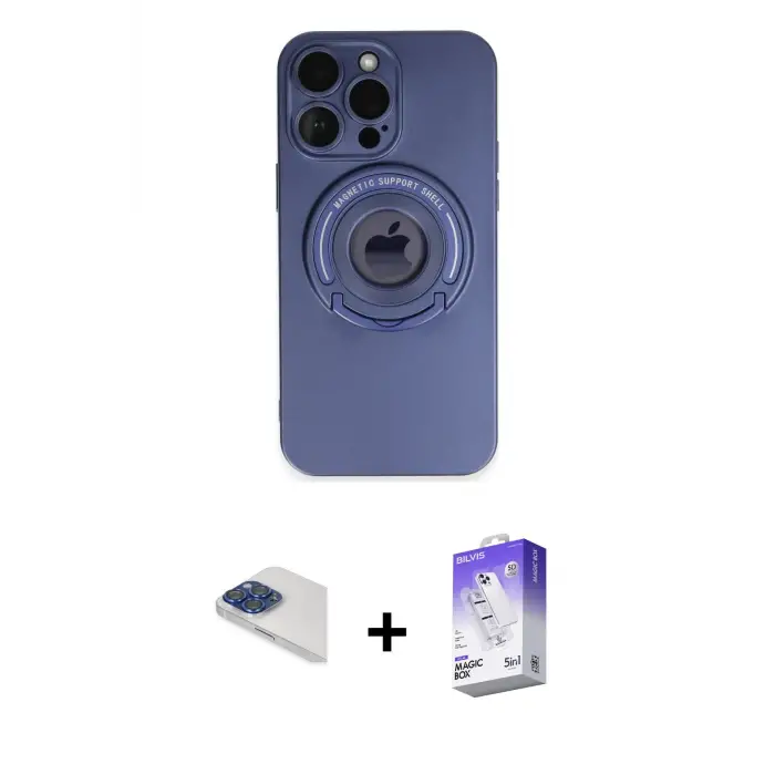 ieg™ iPhone 13 Pro Max Kılıf Eksen Klasik Prime - Siyah Bilvis 5in1 3D Magic Cam Ekran Koruyucu + Pers Alüminyum Kamera Lens - LT