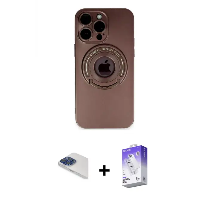 ieg™ iPhone 13 Pro Max Kılıf Eksen Klasik Prime - Siyah Bilvis 5in1 3D Magic Cam Ekran Koruyucu + Pers Alüminyum Kamera Lens - LT