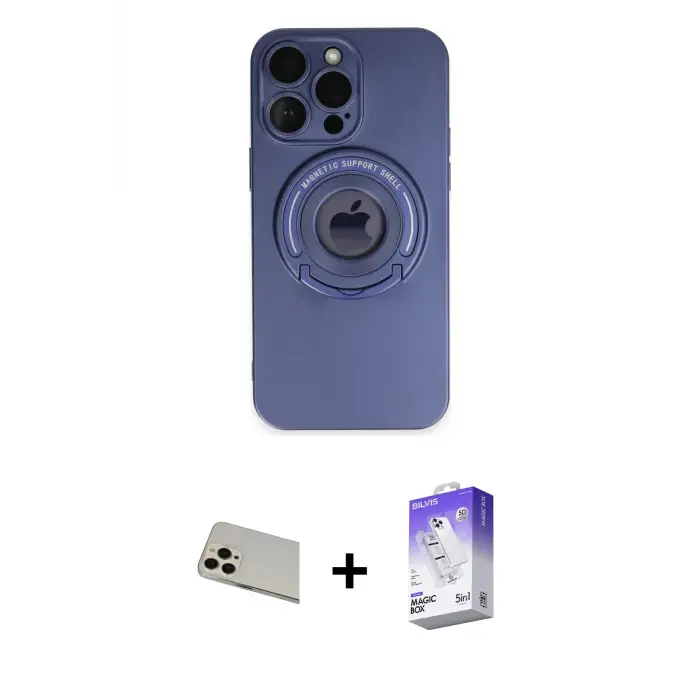 ieg™ iPhone 13 Pro Max Kılıf Eksen Klasik Prime - Siyah Bilvis 5in1 3D Magic Cam Ekran Koruyucu + Rainbow Kamera Lens Koruma Cam - REGD