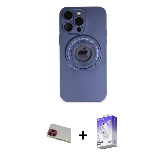 ieg™ iPhone 13 Pro Max Kılıf Eksen Klasik Prime - Siyah Bilvis 5in1 3D Magic Cam Ekran Koruyucu + Rainbow Kamera Lens Koruma Cam - KI