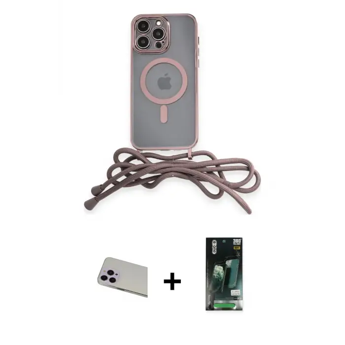 ieg™ iPhone 13 Pro Max Kılıf Eksen Özel Seri - Şeffaf 360 Full Body Arka Koruyucu + Rainbow Kamera Lens Koruma Cam - MR