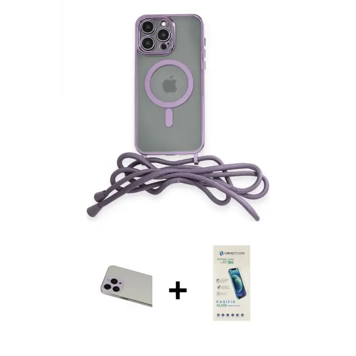 ieg™ iPhone 13 Pro Max Kılıf Eksen Özel Seri - Şeffaf Pasifik Cam Ekran Koruyucu + Rainbow Kamera Lens Koruma Cam - MR