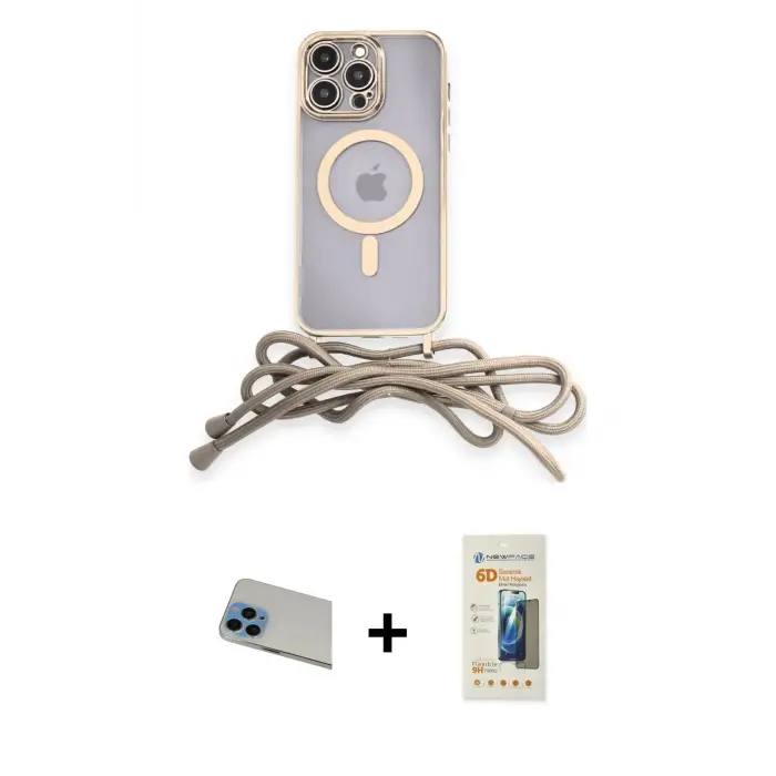 ieg™ iPhone 13 Pro Max Kılıf Eksen Özel Seri - Siyah 6D Mat Seramik Hayalet Nano Ekran Koruyucu + Rainbow Kamera Lens Koruma Cam - MI