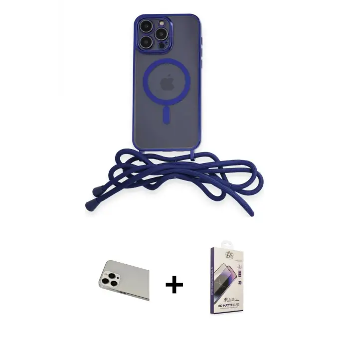 ieg™ iPhone 13 Pro Max Kılıf Eksen Özel Seri - Siyah Bilvis 3D Mat Cam Ekran Koruyucu + Rainbow Kamera Lens Koruma Cam - BZ