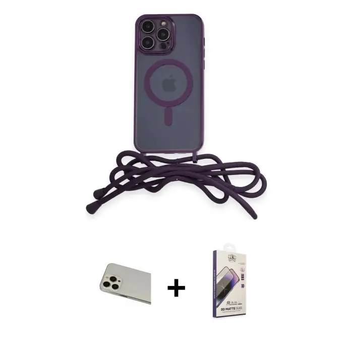 ieg™ iPhone 13 Pro Max Kılıf Eksen Özel Seri - Siyah Bilvis 3D Mat Cam Ekran Koruyucu + Rainbow Kamera Lens Koruma Cam - REGD