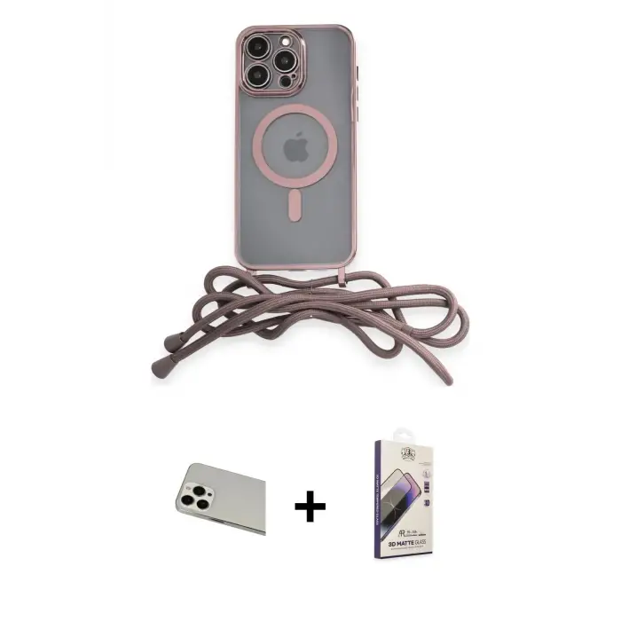 ieg™ iPhone 13 Pro Max Kılıf Eksen Özel Seri - Siyah Bilvis 3D Mat Cam Ekran Koruyucu + Rainbow Kamera Lens Koruma Cam - BZ