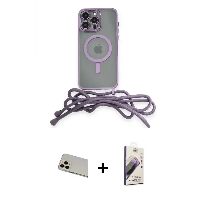 ieg™ iPhone 13 Pro Max Kılıf Eksen Özel Seri - Siyah Bilvis 3D Mat Cam Ekran Koruyucu + Rainbow Kamera Lens Koruma Cam - REGD
