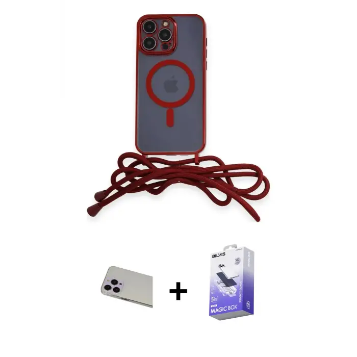 ieg™ iPhone 13 Pro Max Kılıf Eksen Özel Seri - Siyah Bilvis 5in1 5D Magic Hayalet Cam Ekran Koruyucu + Rainbow Kamera Lens Koruma Cam - MR