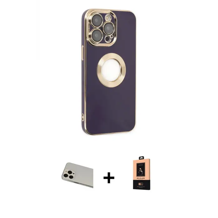 ieg™ iPhone 13 Pro Max Kılıf İz Form Serisi - Şeffaf Maxco Cam Ekran Koruyucu + Rainbow Kamera Lens Koruma Cam - REGD