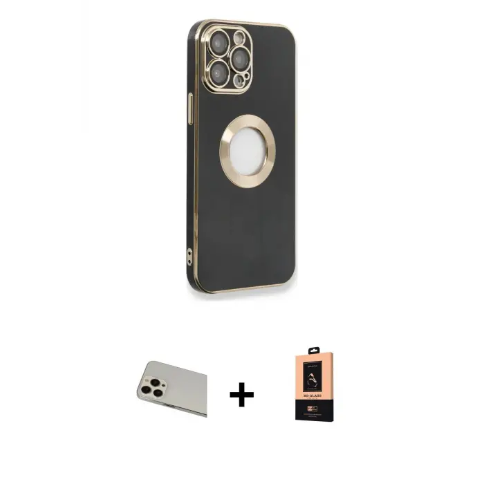 ieg™ iPhone 13 Pro Max Kılıf İz Form Serisi - Şeffaf Maxco Cam Ekran Koruyucu + Rainbow Kamera Lens Koruma Cam - REGD