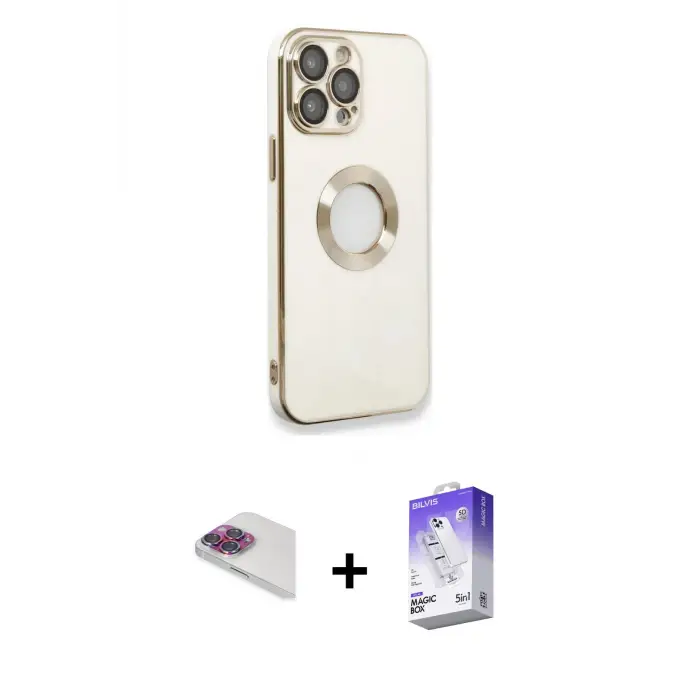 ieg™ iPhone 13 Pro Max Kılıf İz Form Serisi - Siyah Bilvis 5in1 3D Magic Cam Ekran Koruyucu + Pers Alüminyum Kamera Lens - GI
