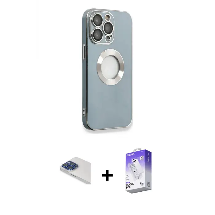 ieg™ iPhone 13 Pro Max Kılıf İz Form Serisi - Siyah Bilvis 5in1 3D Magic Cam Ekran Koruyucu + Pers Alüminyum Kamera Lens - LT
