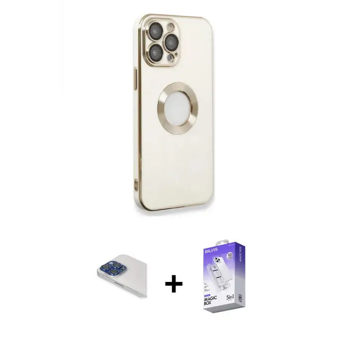 ieg™ iPhone 13 Pro Max Kılıf İz Form Serisi - Siyah Bilvis 5in1 3D Magic Cam Ekran Koruyucu + Pers Alüminyum Kamera Lens - LT