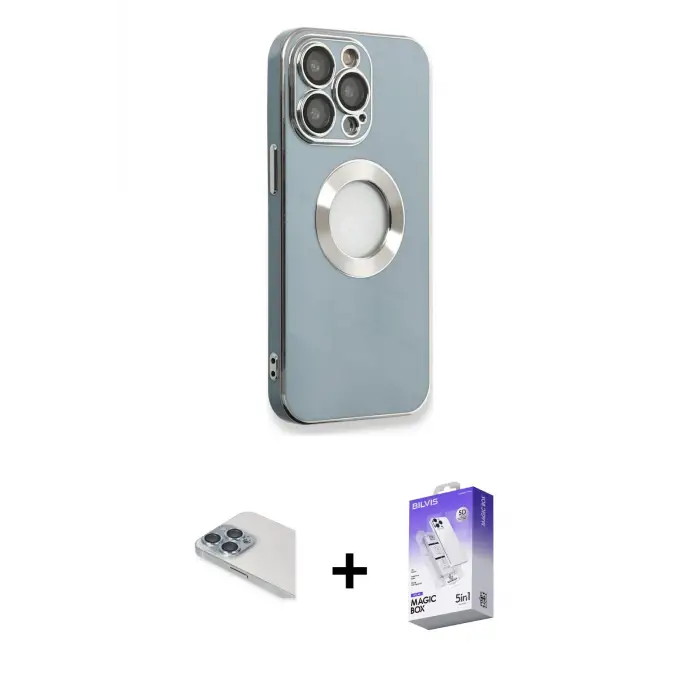 ieg™ iPhone 13 Pro Max Kılıf İz Form Serisi - Siyah Bilvis 5in1 3D Magic Cam Ekran Koruyucu + Pers Alüminyum Kamera Lens - SABE