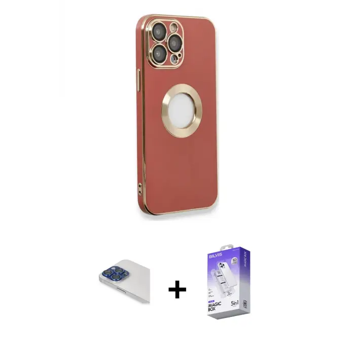 ieg™ iPhone 13 Pro Max Kılıf İz Form Serisi - Siyah Bilvis 5in1 3D Magic Cam Ekran Koruyucu + Pers Alüminyum Kamera Lens - LT