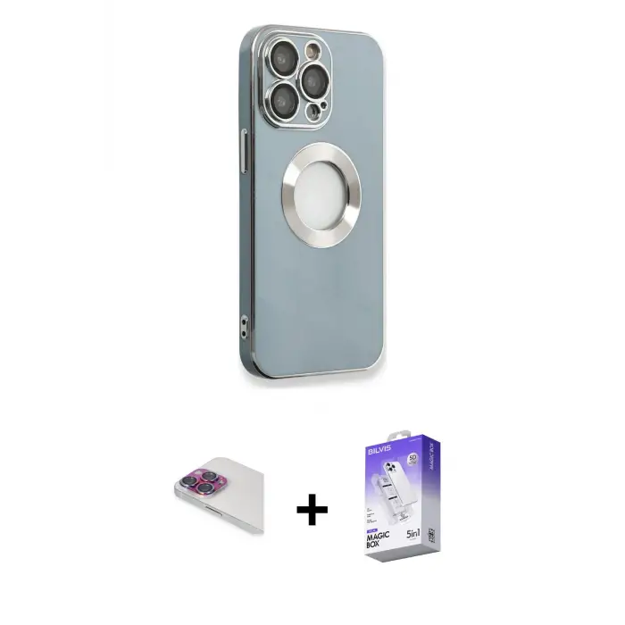 ieg™ iPhone 13 Pro Max Kılıf İz Form Serisi - Siyah Bilvis 5in1 3D Magic Cam Ekran Koruyucu + Pers Alüminyum Kamera Lens - GI